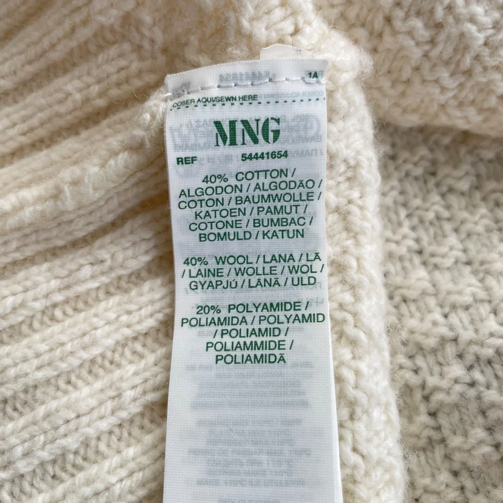 MANGO Women’s Medium Ivory Cotton Wool Knit Turtleneck Sweater Tunic Dress - Picture 4 of 5